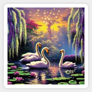 Dreamy Swans Sticker